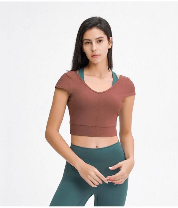 Blank V-neck Sport Cropped T-shirt wholesale
