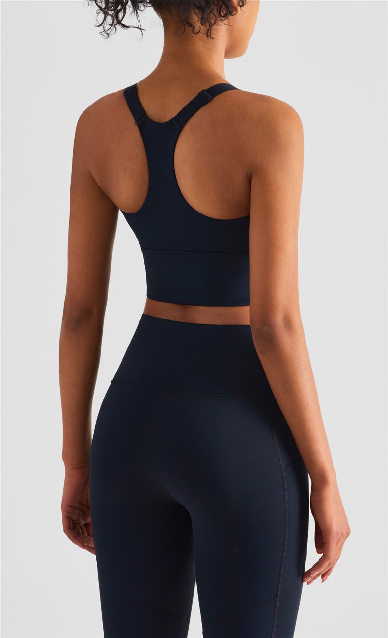 adjustable high impact sports bra black