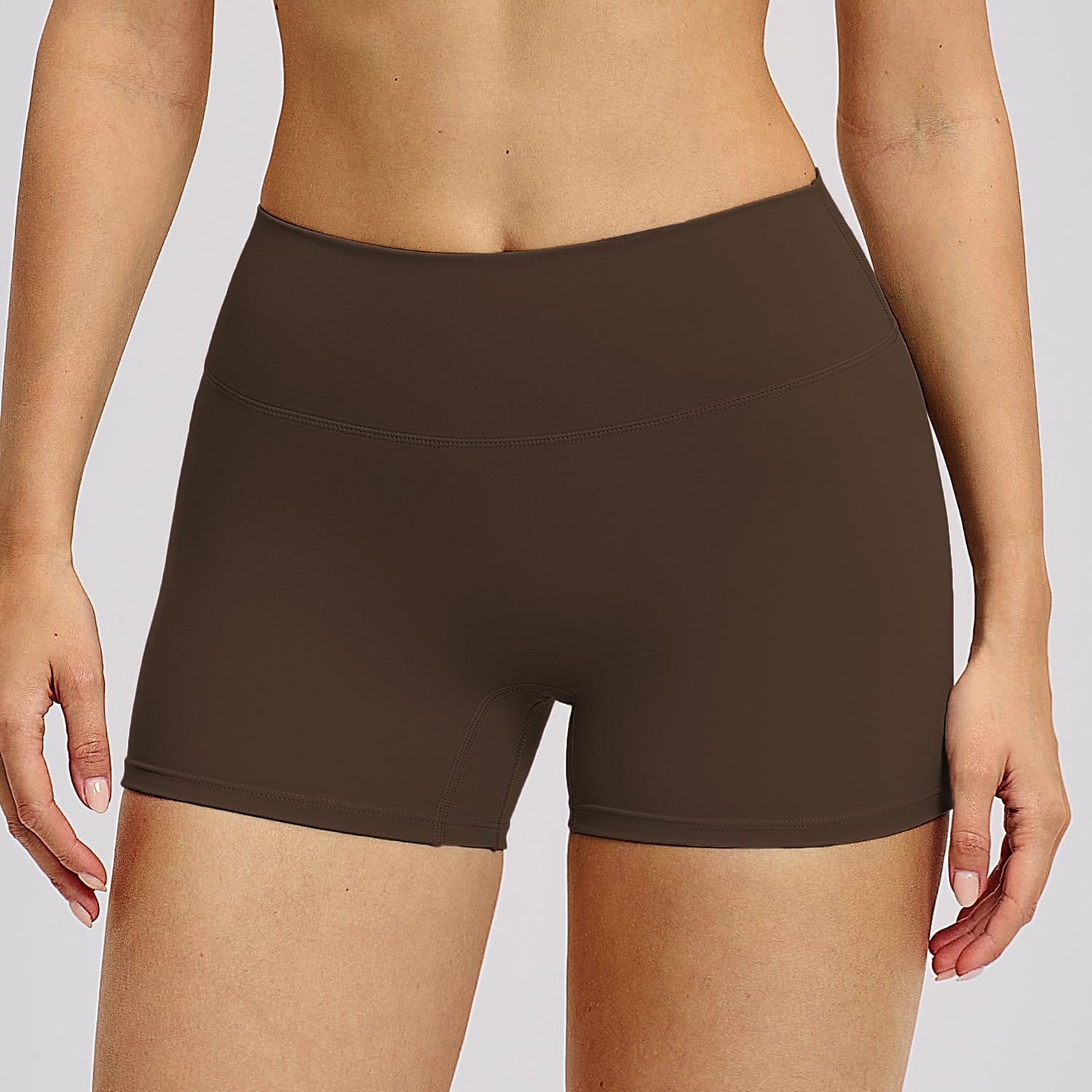 Nylon Spandex High-Waisted Tummy Control Gym Shorts for Women