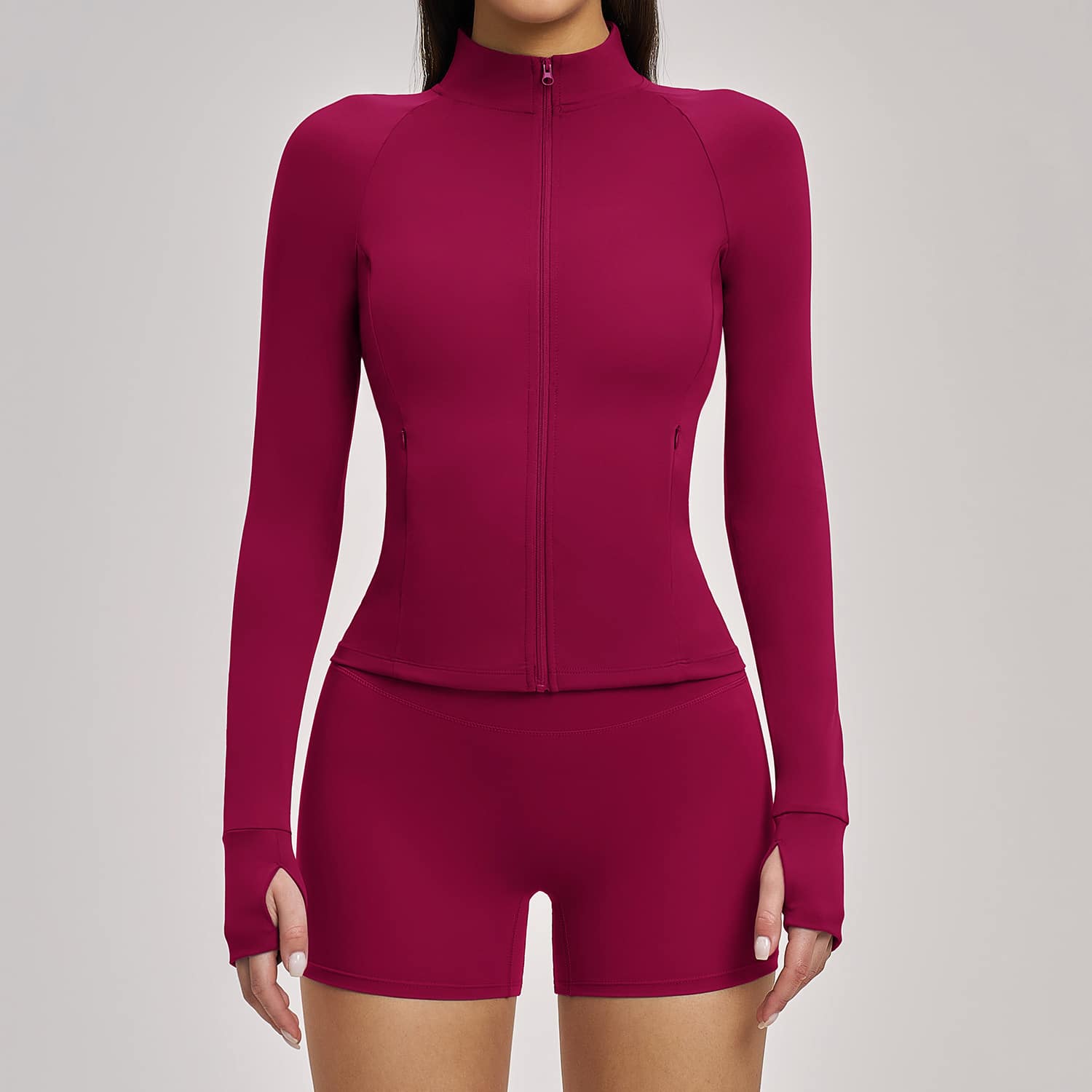 78/22 Nylon Spandex Slim Fit Thumbholes Blank Gym Jackets